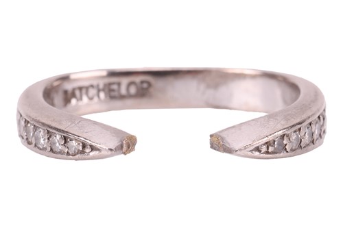 Lot 132 - A diamond-set open ring, tapered shoulders set...