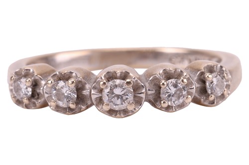 Lot 146 - A diamond-set half hoop ring, illusion-set...