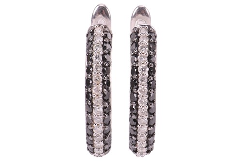 Lot 30 - A pair of diamond-set hoop earrings, each set...