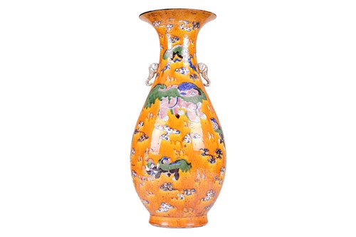 Lot 47 - A large Chinese sancai glazed porcelain...