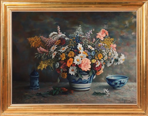 Lot 27 - Raoul Penoy (20th century) Still life flowers...