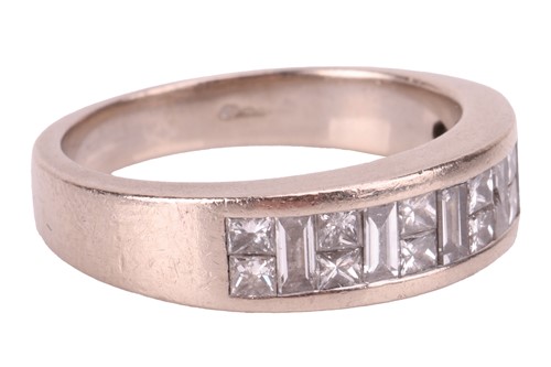 Lot 42 - A diamond-set half hoop ring in 18ct white...