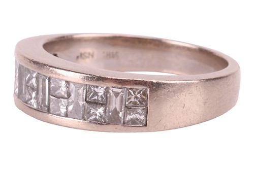 Lot 42 - A diamond-set half hoop ring in 18ct white...