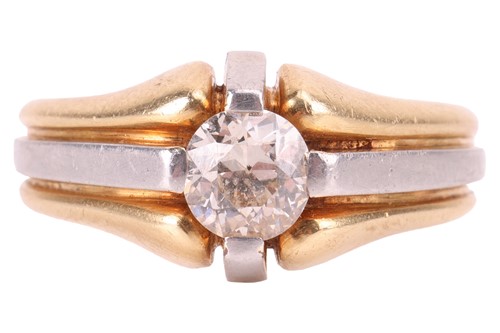 Lot 4 - A diamond gypsy ring, centred with an...