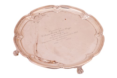 Lot 334 - A silver presentation salver, with mould...