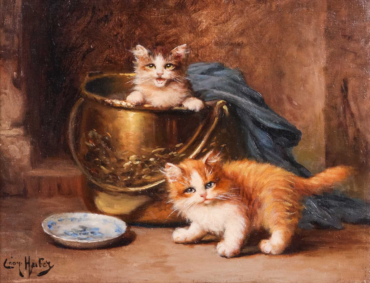Lot 14 - Léon Huber (French 1858-1928) Kittens signed...