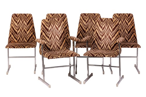 Lot 65 - A set of six Tim Bates for Pieff chrome dining...