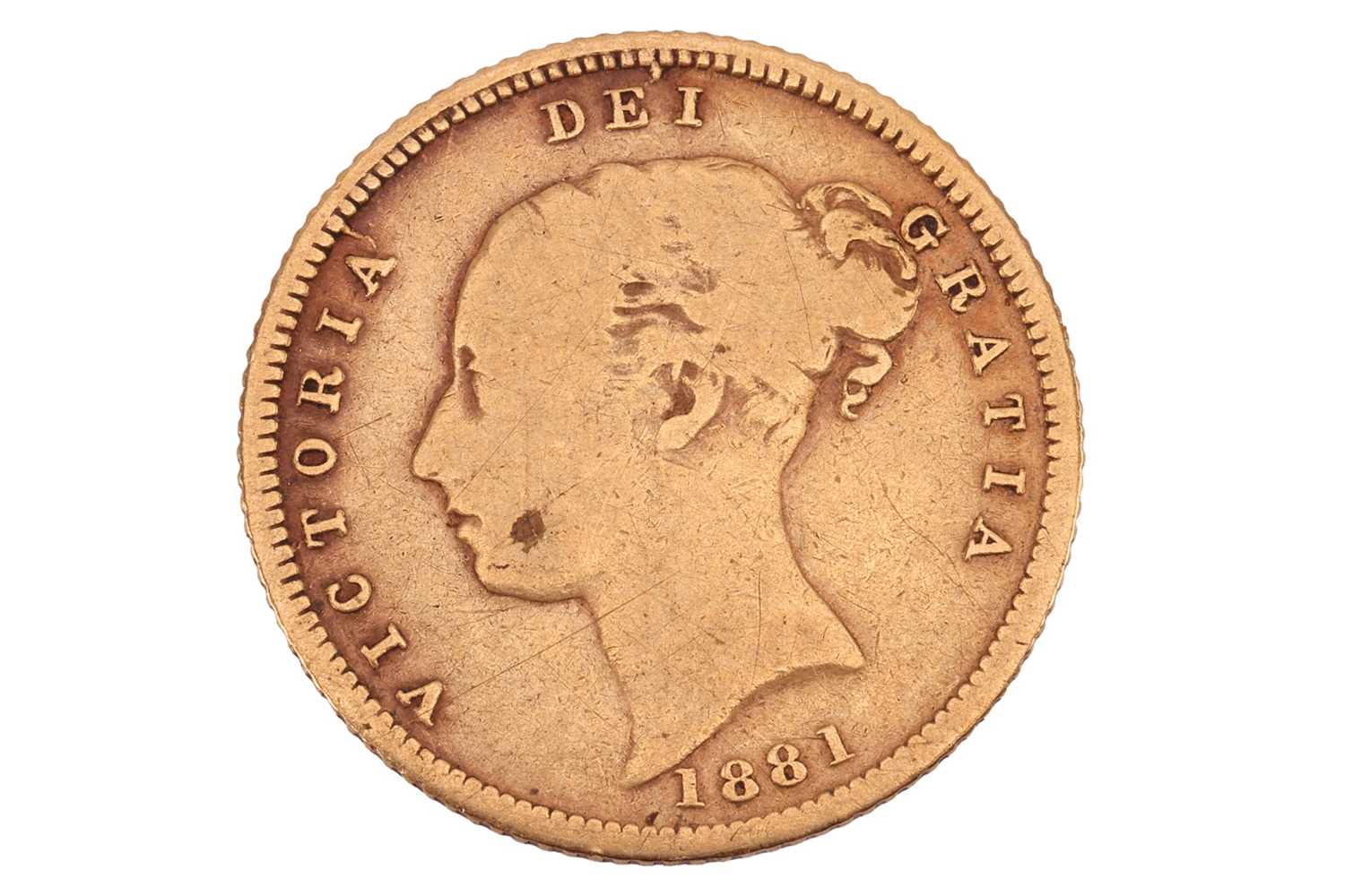 Lot 13 - A Queen Victoria half sovereign, 1881, obverse...