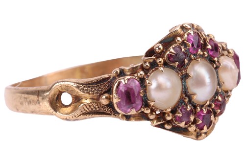 Lot 22 - A Victorian seed pearl and ruby ring, of...
