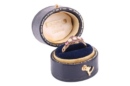 Lot 22 - A Victorian seed pearl and ruby ring, of...
