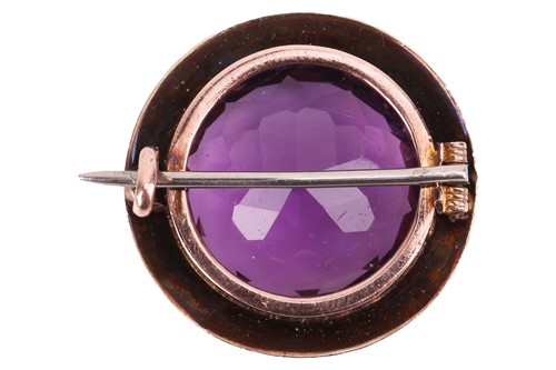 Lot 31 - A large amethyst and seed pearl cocktail ring,...