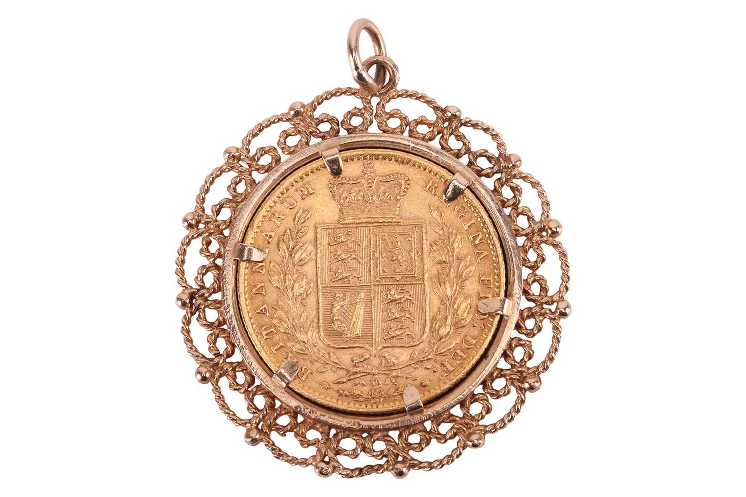 Lot 4 - A Queen Victoria full sovereign pendant,...