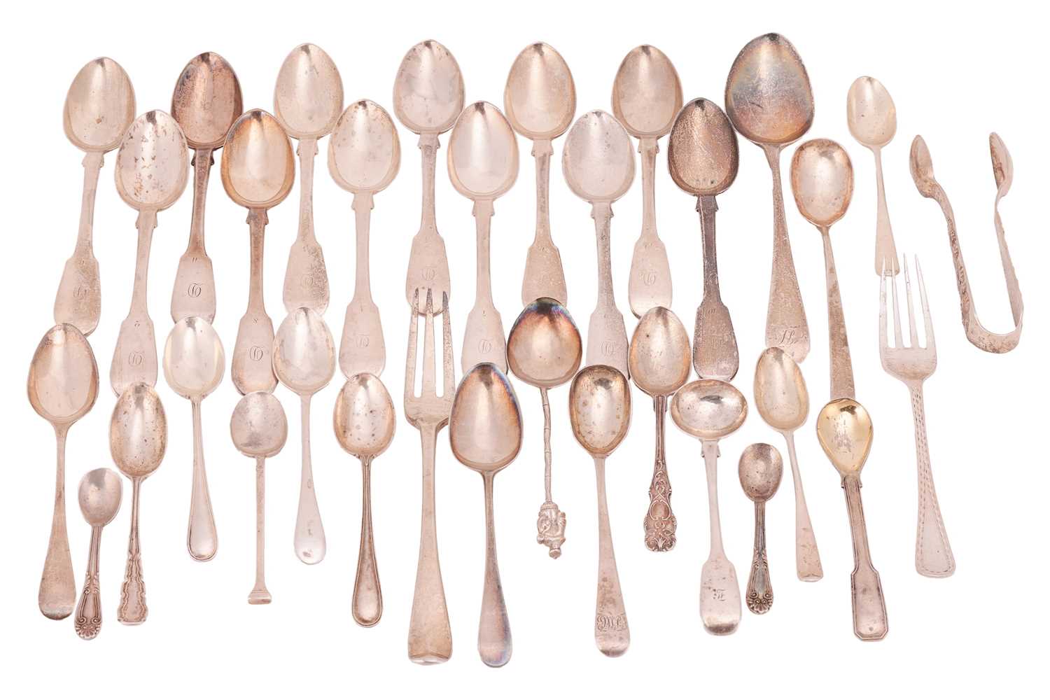Lot 52 - A mixed collection of flatware; including a...