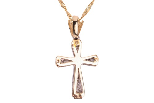 Lot 120 - A gem-set cross pendant on chain, the cross...