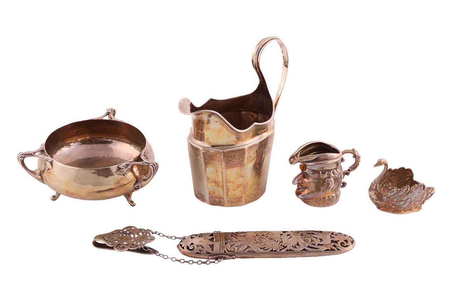 Lot 92 - An Arts and Crafts silver three-handled bowl,...