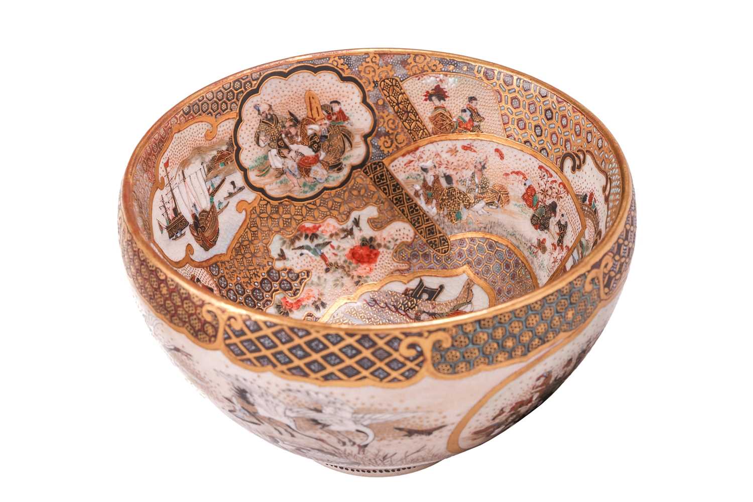 Lot 77 - Kinzan; A finely painted Satsuma "Chawan"...