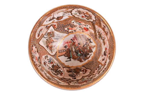 Lot 77 - Kinzan; A finely painted Satsuma "Chawan"...