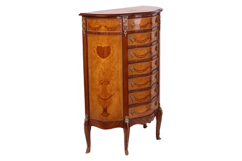 Lot 93 - A French Louis XVI style, plane wood, walnut...