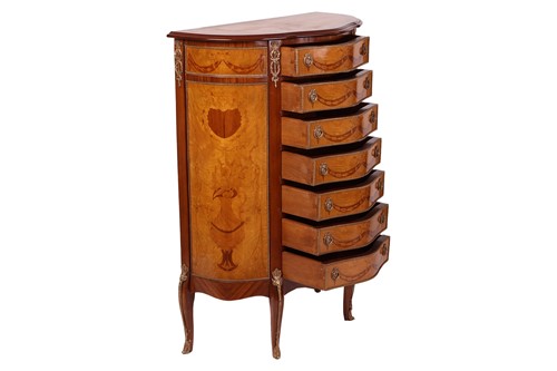 Lot 93 - A French Louis XVI style, plane wood, walnut...