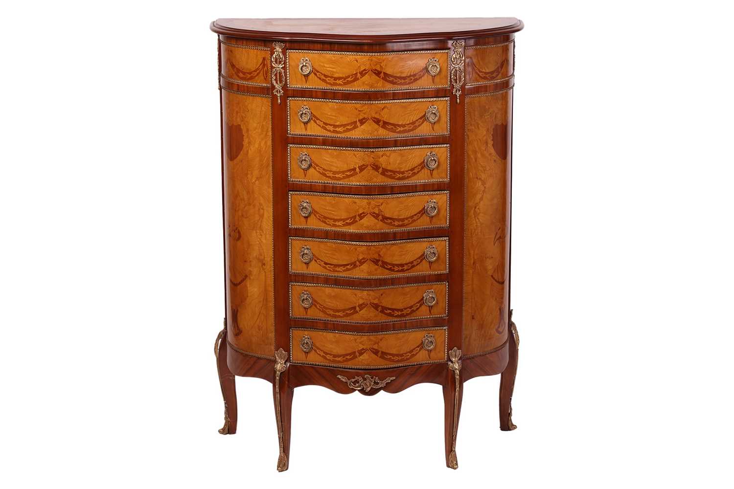 Lot 93 - A French Louis XVI style, plane wood, walnut...