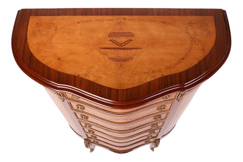 Lot 93 - A French Louis XVI style, plane wood, walnut...