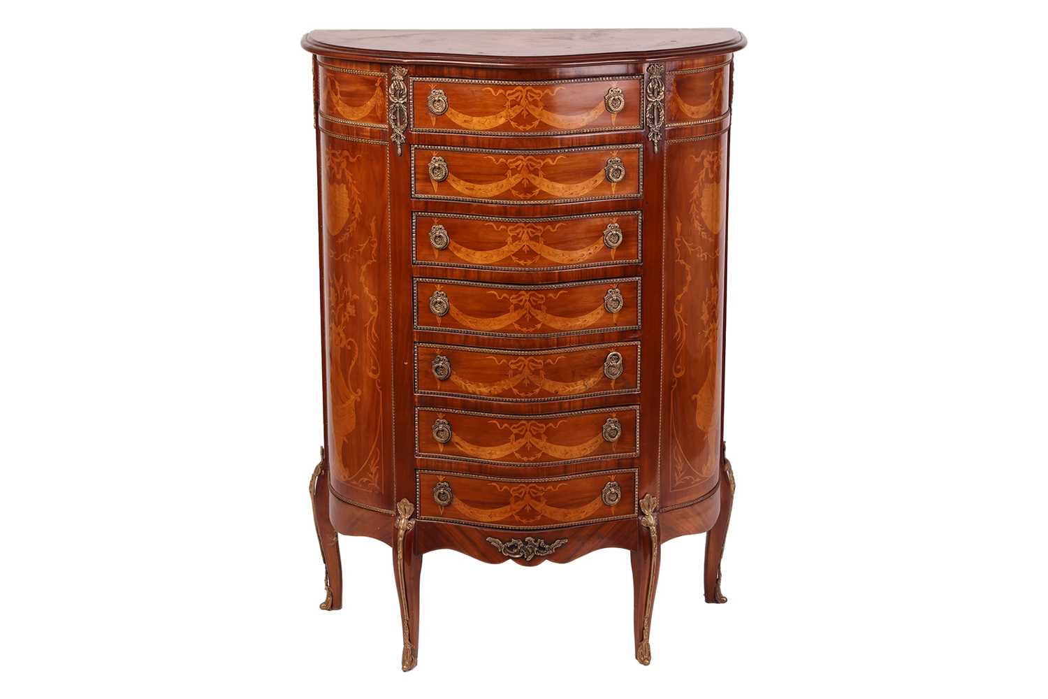 Lot 94 - A French Louis XVI style, walnut, harewood,...