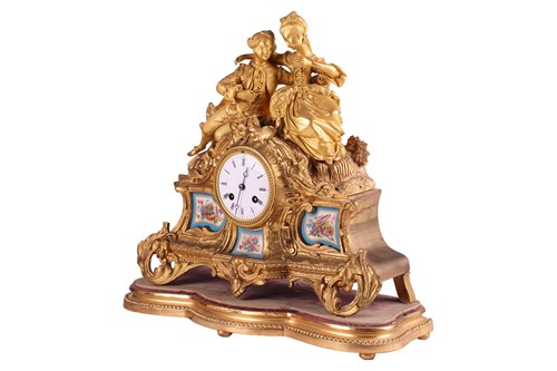 Lot 149 - A French Napoleon III ormolu clock garniture,...