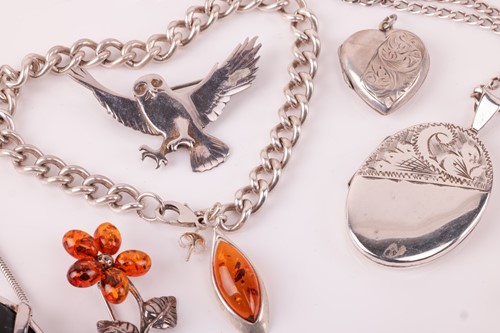Lot 71 - A group of silver and white metal jewellery;...
