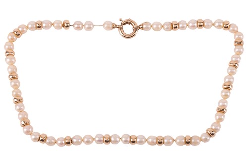 Lot 111 - A cultured pearl and bead necklace, featuring...