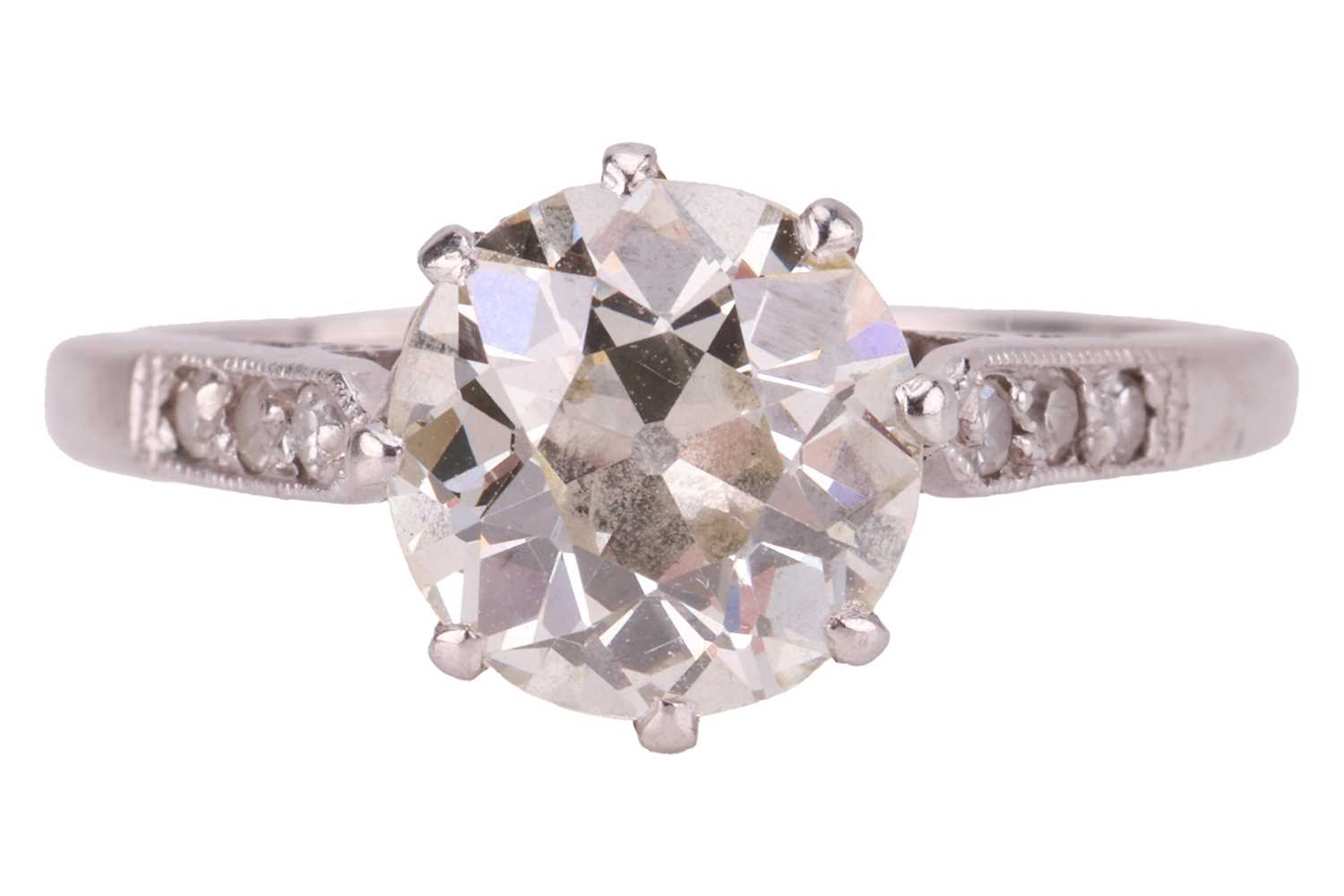 Lot 56 - A diamond solitaire ring, centred with a...