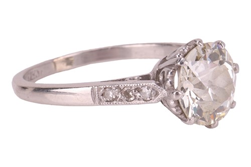Lot 56 - A diamond solitaire ring, centred with a...