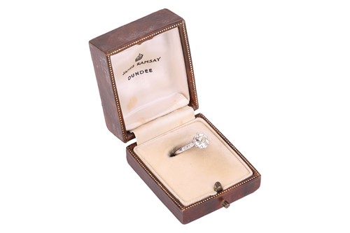 Lot 56 - A diamond solitaire ring, centred with a...