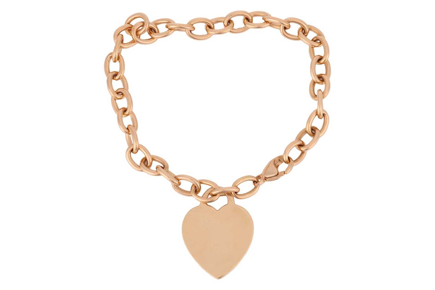 Lot 37 - Tiffany & Co. - a heart charm bracelet; of...