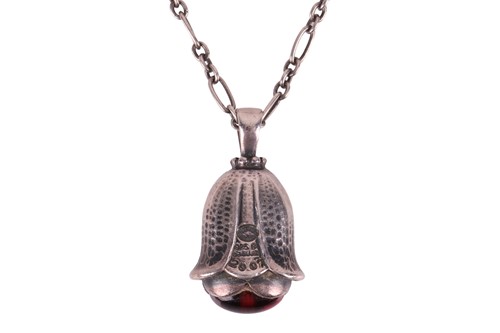 Lot 222 - Georg Jensen - Garnet floral pendant and...