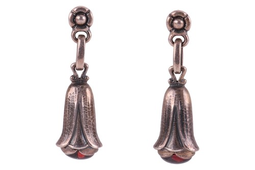 Lot 222 - Georg Jensen - Garnet floral pendant and...