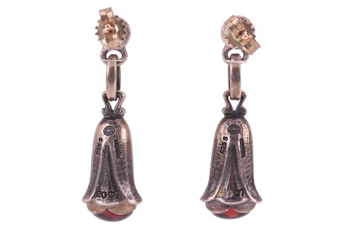 Lot 222 - Georg Jensen - Garnet floral pendant and...