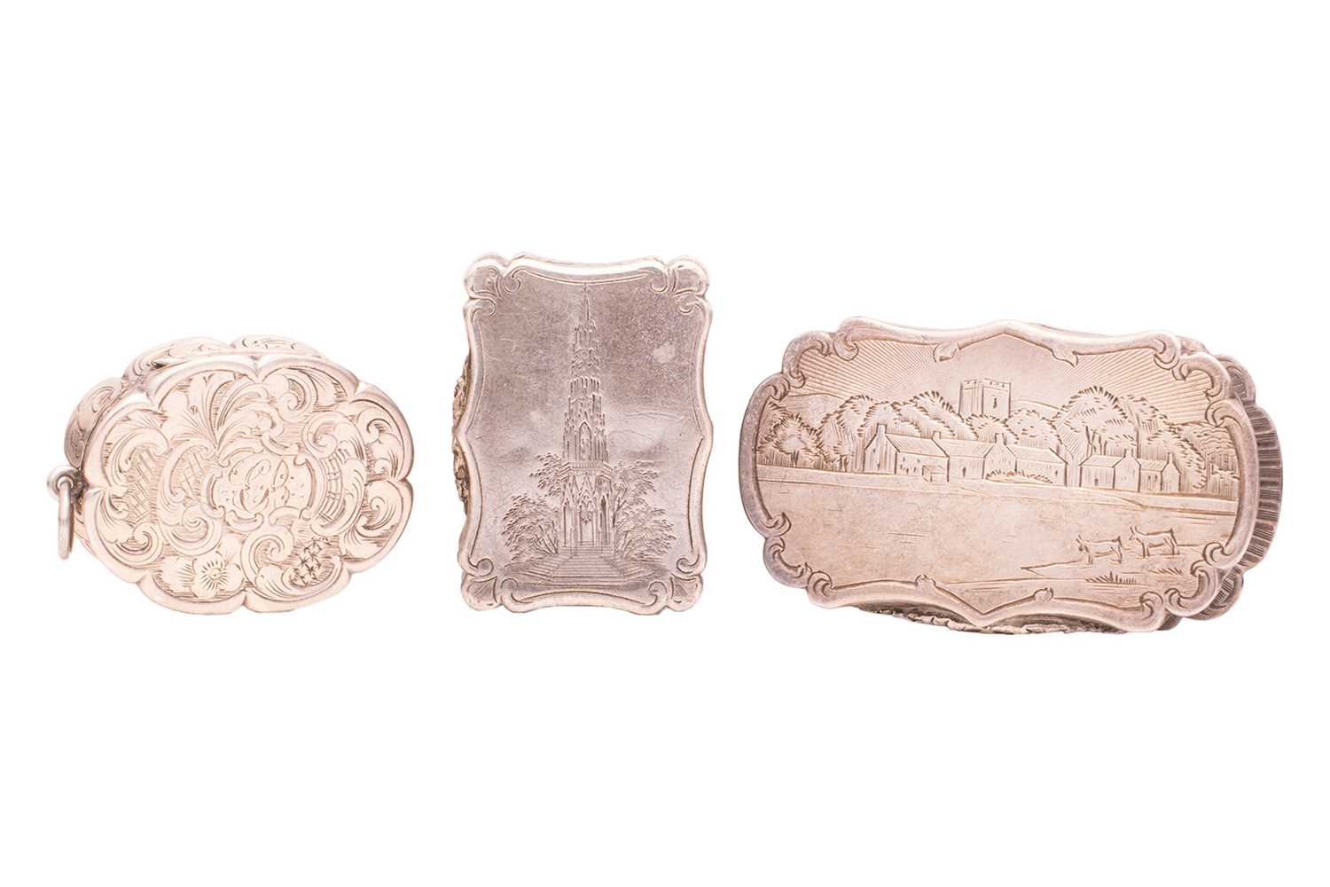 Lot 311 - A Victorian cartouche-shaped vinaigrette,...