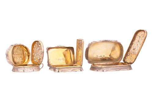 Lot 311 - A Victorian cartouche-shaped vinaigrette,...