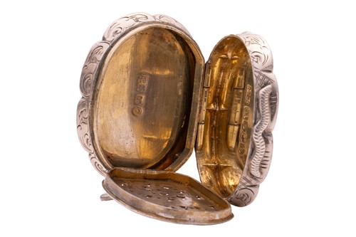 Lot 311 - A Victorian cartouche-shaped vinaigrette,...