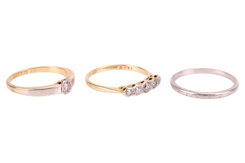 Lot 132 - Three Art Deco rings; comprising a five-stone...