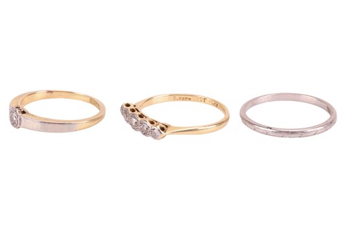 Lot 132 - Three Art Deco rings; comprising a five-stone...