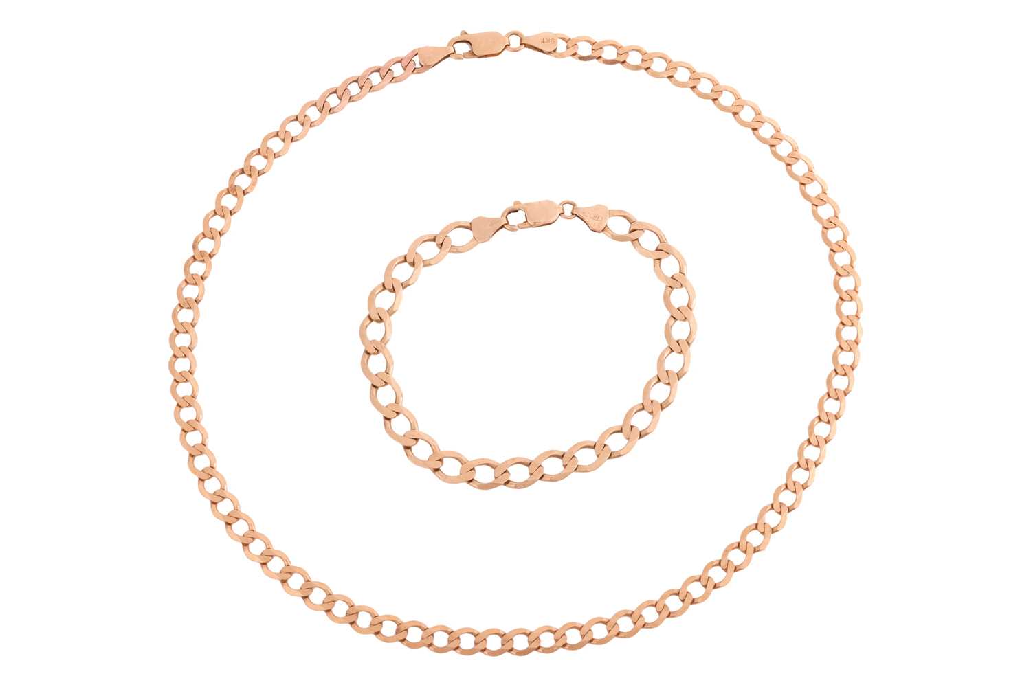 Lot 32 - A flattened curb link necklace and bracelet...