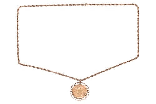 Lot 132 - A Queen Victoria full sovereign pendant on...