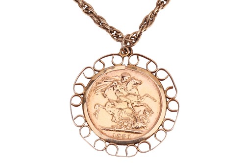 Lot 132 - A Queen Victoria full sovereign pendant on...