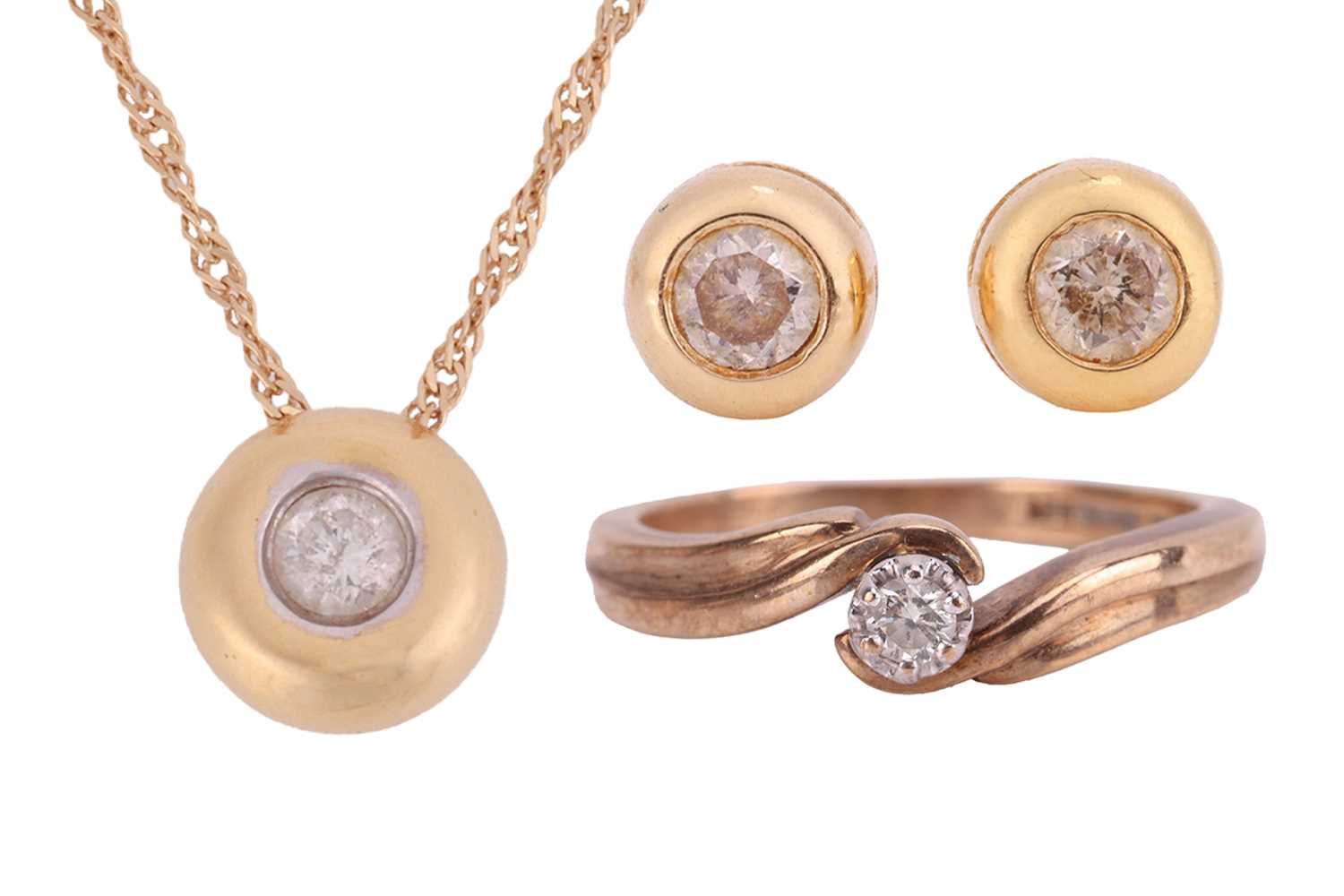Lot 13 - A diamond-set ring, pendant on chain and...