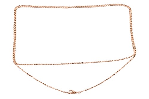 Lot 128 - A fancy-link guard chain, featuring a chain of...