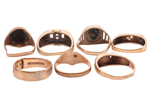 Lot 52 - A group of 9ct gold rings, to include two...