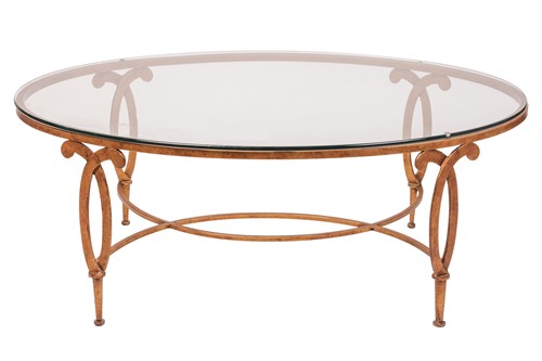 Lot 114 - A 20th century oval gilt metal coffee table,...
