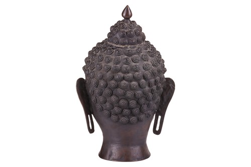 Lot 49 - A patinated bronze head of the Buddha , with...
