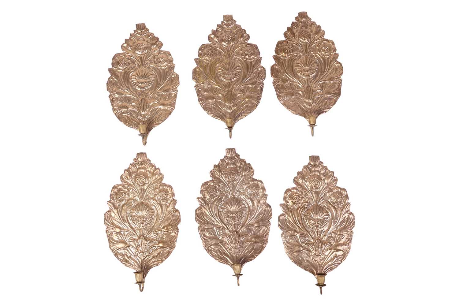 Lot 120 - Six embossed white metal wall Aesthetic design...